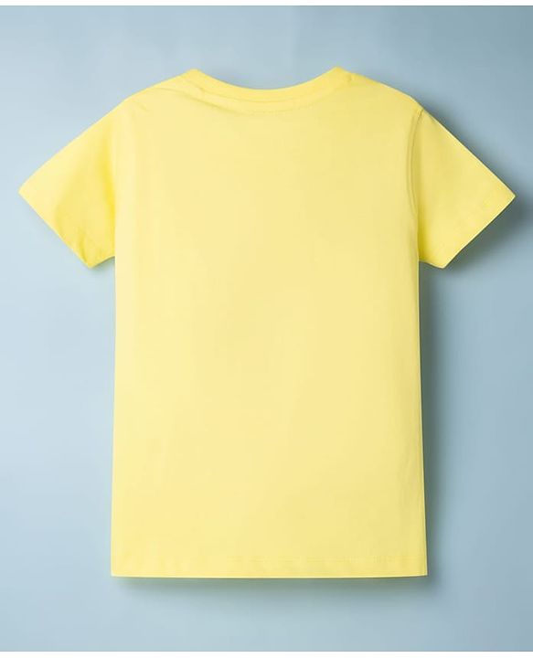 Pine Kids 100% Cotton Knit Half Sleeves Floral Printed T-Shirt - Yellow