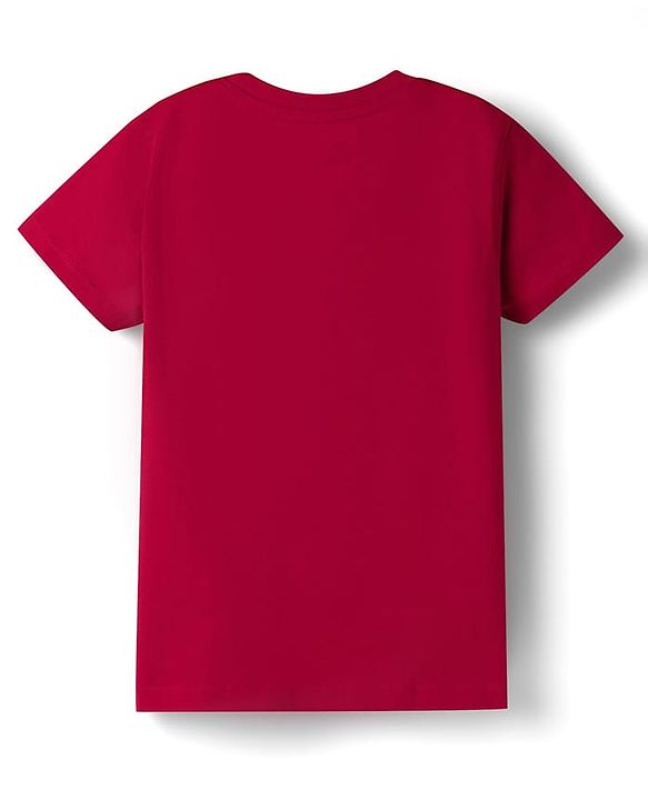 Pine Kids 100% Cotton Knit Half Sleeves Floral Printed T-Shirt - Red