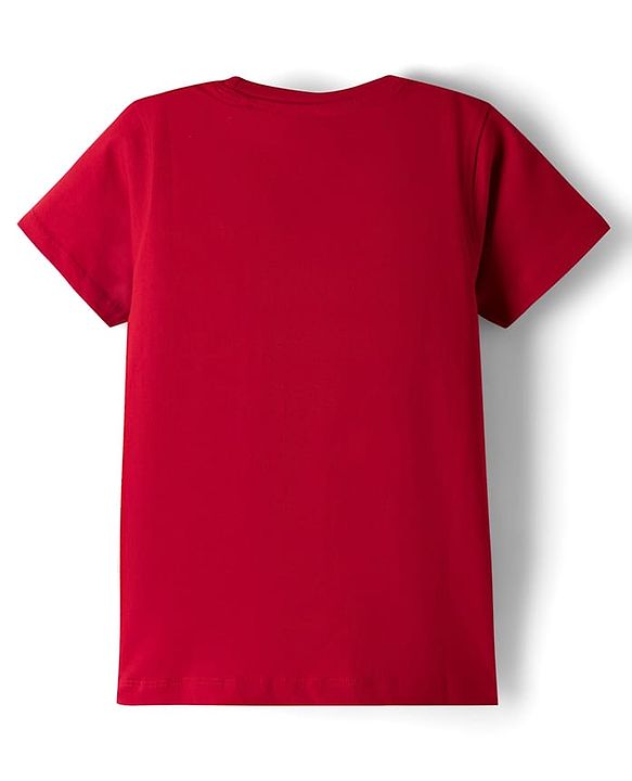 Pine Kids Cotton Knit Half Sleeves T-Shirt With Teddy Bear Print - Red