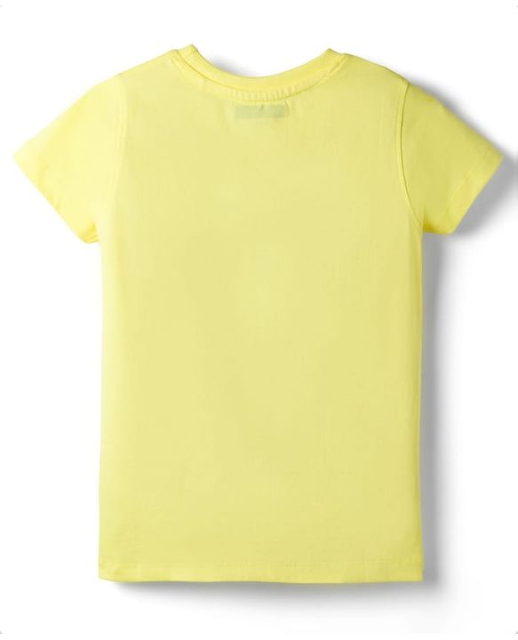 Pine Kids Cotton Knit Half Sleeves T-Shirt With Italy Print - Yellow