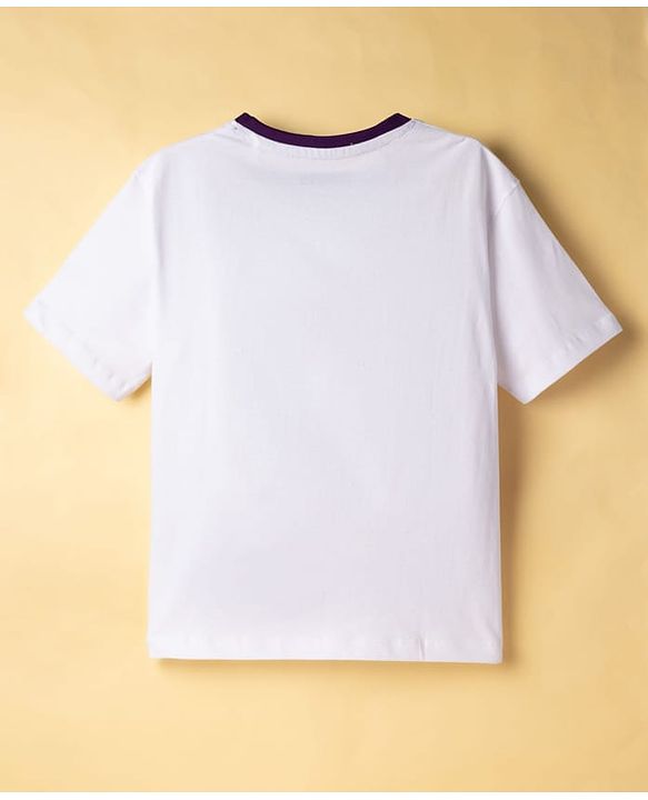 Pine Kids Cotton Knit Half Sleeves T-Shirt With Floral Print - White