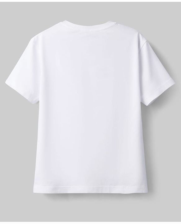 Pine Kids Cotton Knit Drop Shoulder T-Shirt with Tropical Theme Graphic - White