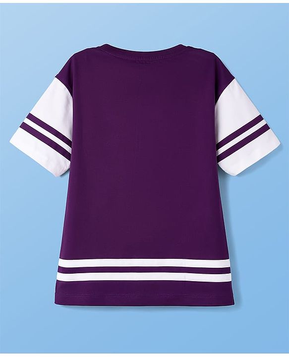 Pine Kids Cotton Knit T-Shirt with Half Sleeves and Round Neck Imperial Purple 4-5 Years