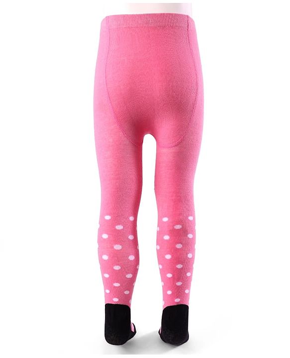 Cute Walk by Babyhug Disney Non Terry Cotton Knit Anti Bacterial Footed Tights With Minnie Mouse Design - Pink