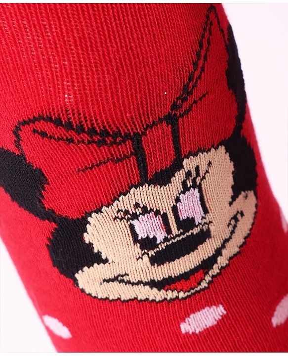 Cute Walk by Babyhug Disney Knit Antibacterial Wash Tights with Minnie Mouse Design - Red