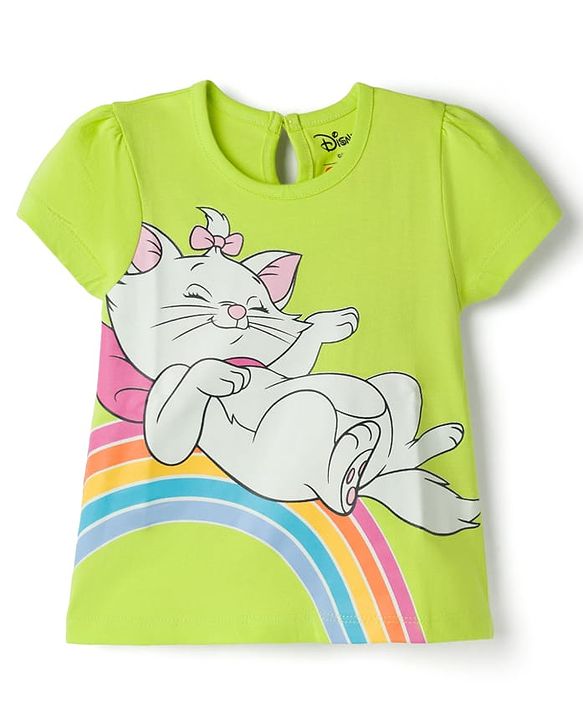 Babyhug Disney Single Jersey Knit Half Sleeves T-Shirt & Shorts Night Suit With Marie Graphics - Multicolor