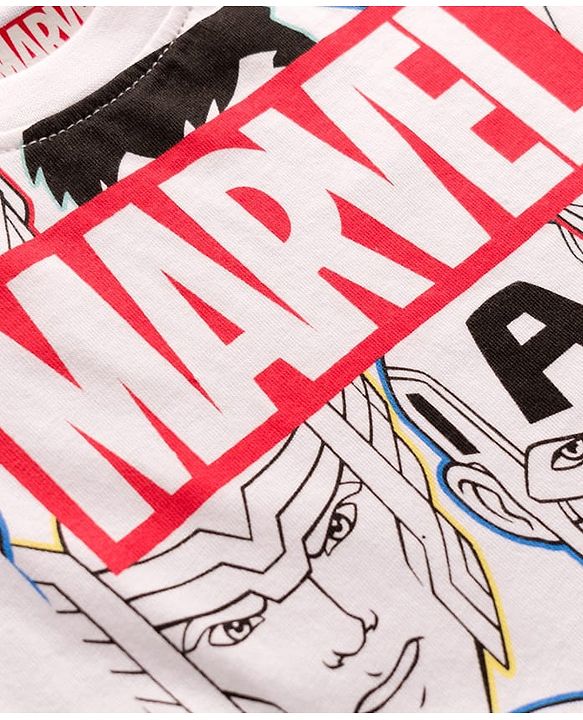 Babyhug Marvel Single Jersey Knit Full Sleeves Co-ords T-Shirt & Pajama Night Suit with Avengers Graphic - Multicolor
