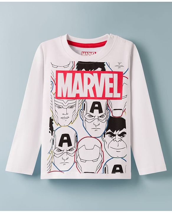 Babyhug Marvel Single Jersey Knit Full Sleeves Co-ords T-Shirt & Pajama Night Suit with Avengers Graphic - Multicolor
