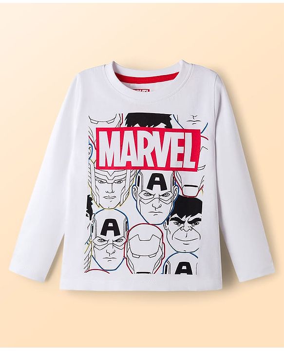 Babyhug Marvel Single Jersey Knit Full Sleeves Co-ords T-Shirt & Pajama Night Suit with Avengers Graphic - Multicolor