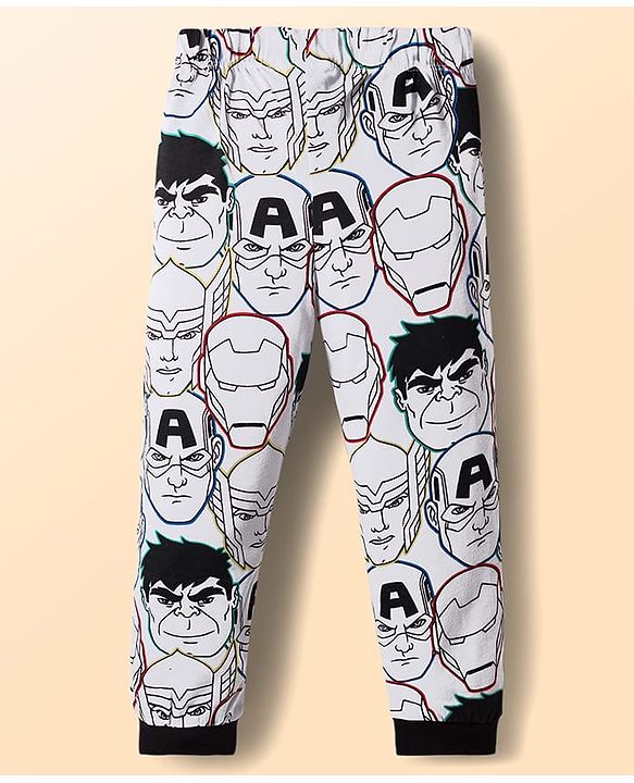 Babyhug Marvel Single Jersey Knit Full Sleeves Co-ords T-Shirt & Pajama Night Suit with Avengers Graphic - Multicolor