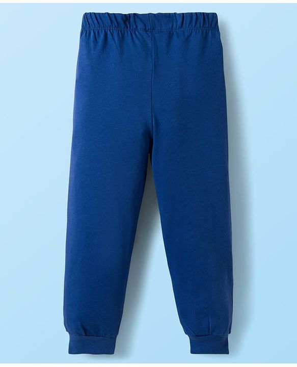 Babyhug Disney Single Jersey Knit Full Sleeves Co-ords T-Shirt & Pajama Night Suit with Mickey Mouse Graphic - Blue