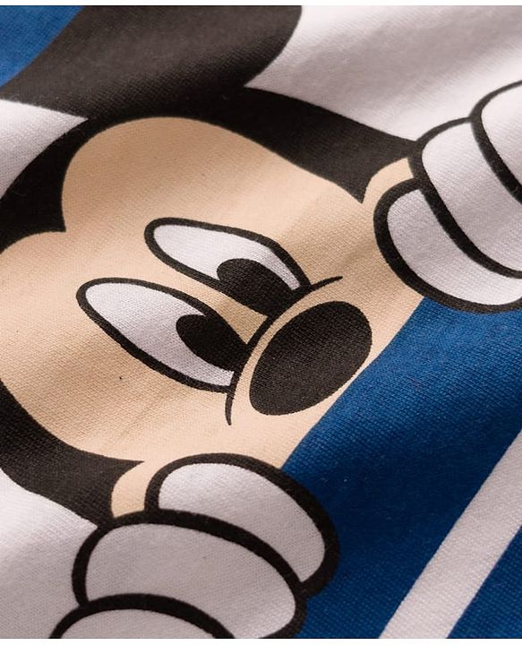 Babyhug Disney Single Jersey Knit Full Sleeves Co-ords T-Shirt & Pajama Night Suit with Mickey Mouse Graphic - Blue