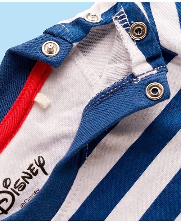 Babyhug Disney Single Jersey Knit Full Sleeves Co-ords T-Shirt & Pajama Night Suit with Mickey Mouse Graphic - Blue