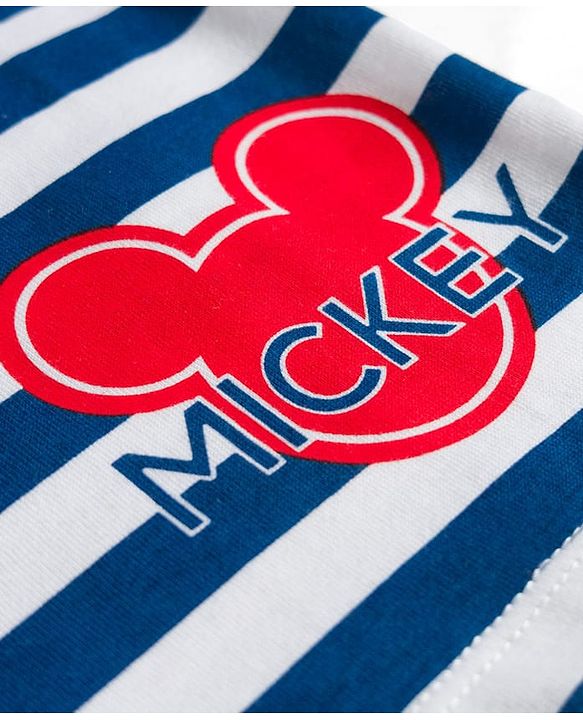 Babyhug Disney Single Jersey Knit Full Sleeves Co-ords T-Shirt & Pajama Night Suit with Mickey Mouse Graphic - Blue
