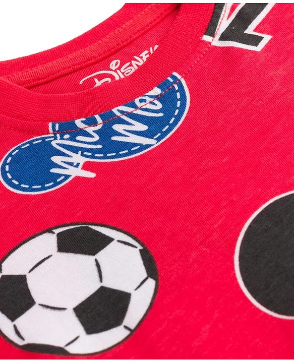 Babyhug Disney Single Jersey Knit Half Sleeves Co-ords T-Shirt & Shorts Night Suit with Mickey Mouse Graphic - Red