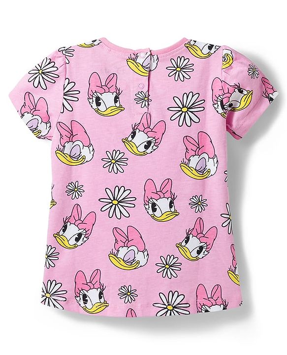 Babyhug Disney Single Jersey Knit Half Sleeves Co-ords T-Shirt & Shorts Night Suit with Daisy Duck Graphic - Pink