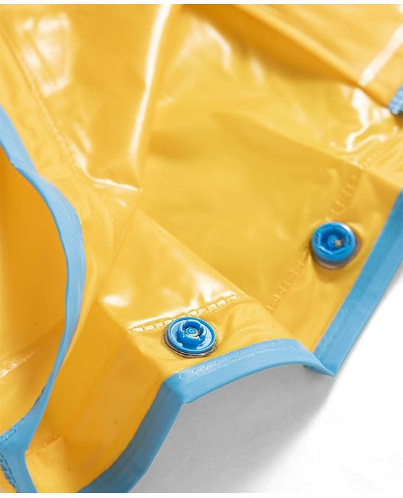 Babyhug Full Sleeves Hooded Raincoat with Smiley Print & Pocket Detailing - Yellow