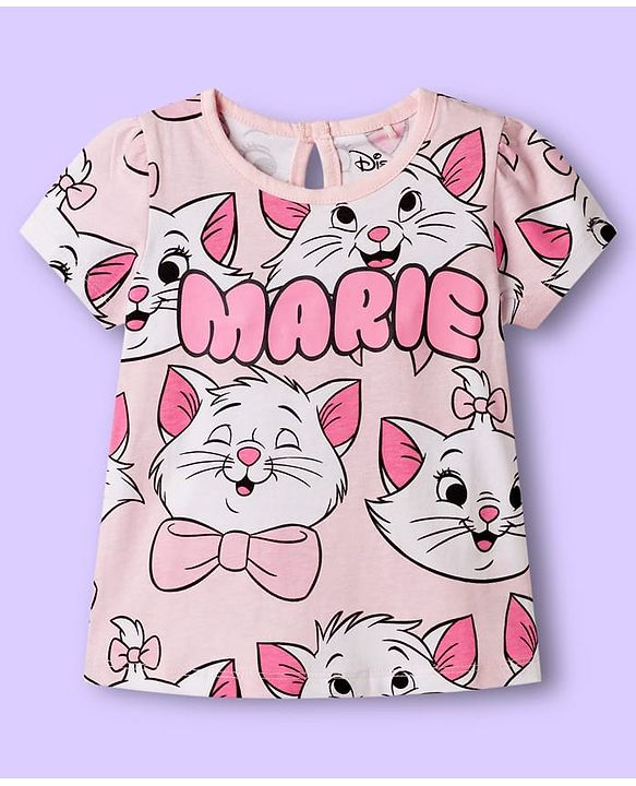 Babyhug Disney Knit Half Sleeves T-Shirts with Disney Character Graphic Pack of 2 - Light Blue & Pink