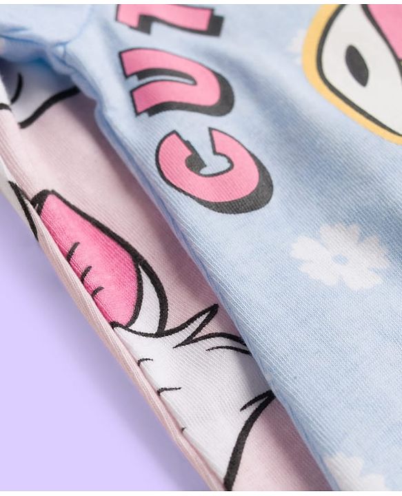 Babyhug Disney Knit Half Sleeves T-Shirts with Disney Character Graphic Pack of 2 - Light Blue & Pink