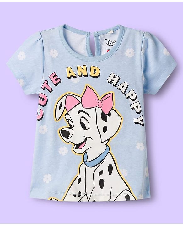 Babyhug Disney Knit Half Sleeves T-Shirts with Disney Character Graphic Pack of 2 - Light Blue & Pink