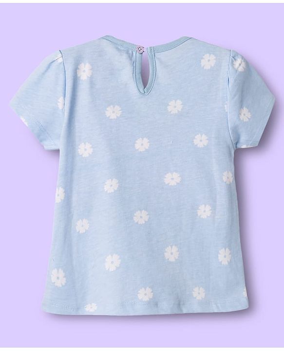 Babyhug Disney Knit Half Sleeves T-Shirts with Disney Character Graphic Pack of 2 - Light Blue & Pink