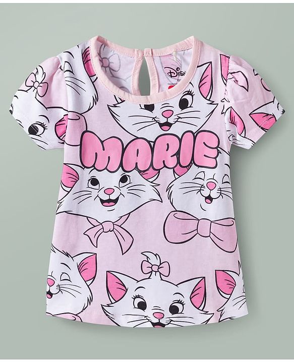 Babyhug Disney Knit Half Sleeves T-Shirts with Disney Character Graphic Pack of 2 - Light Blue & Pink