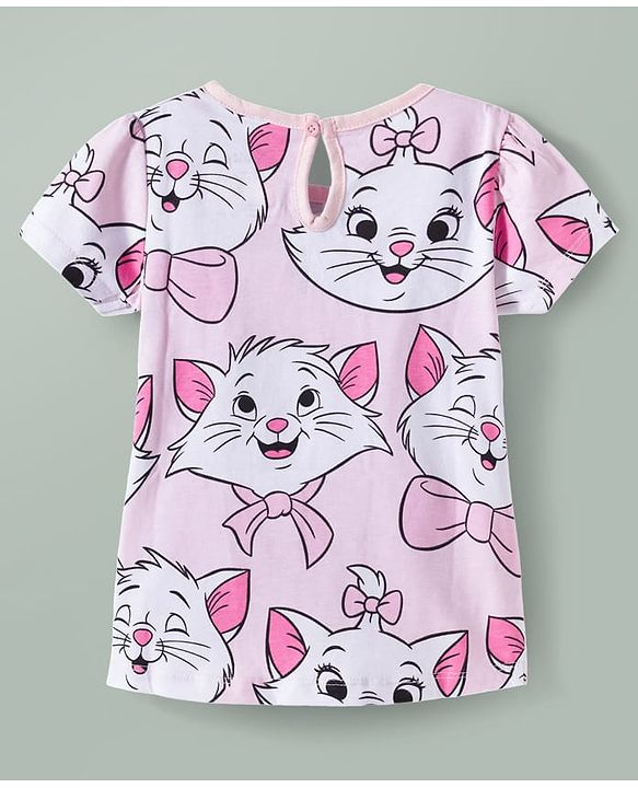 Babyhug Disney Knit Half Sleeves T-Shirts with Disney Character Graphic Pack of 2 - Light Blue & Pink