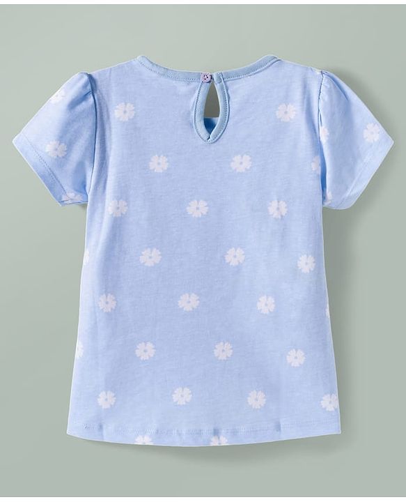 Babyhug Disney Knit Half Sleeves T-Shirts with Disney Character Graphic Pack of 2 - Light Blue & Pink