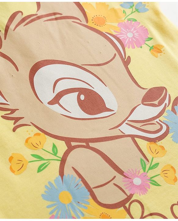 Babyhug Disney Single Jersey Knit Frill Sleeves T-Shirt with Bambi Graphic Pack of 2 - Multicolor