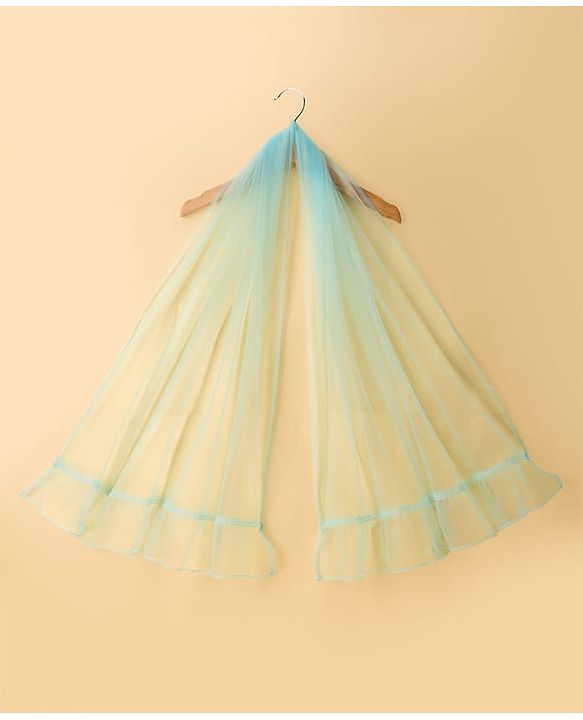 Babyhug Woven Half Flutter Sleeves Choli Lehenga Set with Dupatta & Embroidery - Aqua Blue