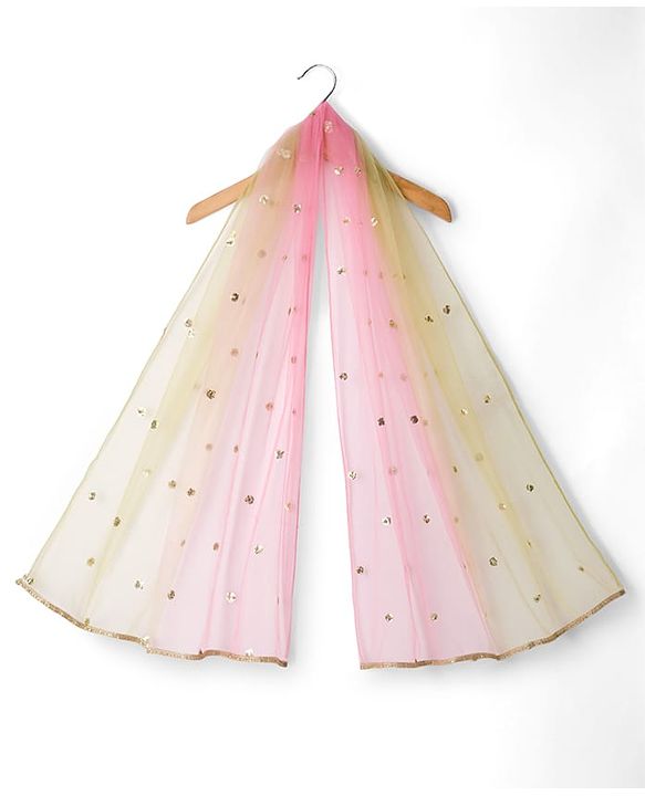 Babyhug Net Woven Sleeveless Lehenga Choli Set With Sequin Detailing & Dupatta - Green & Pink