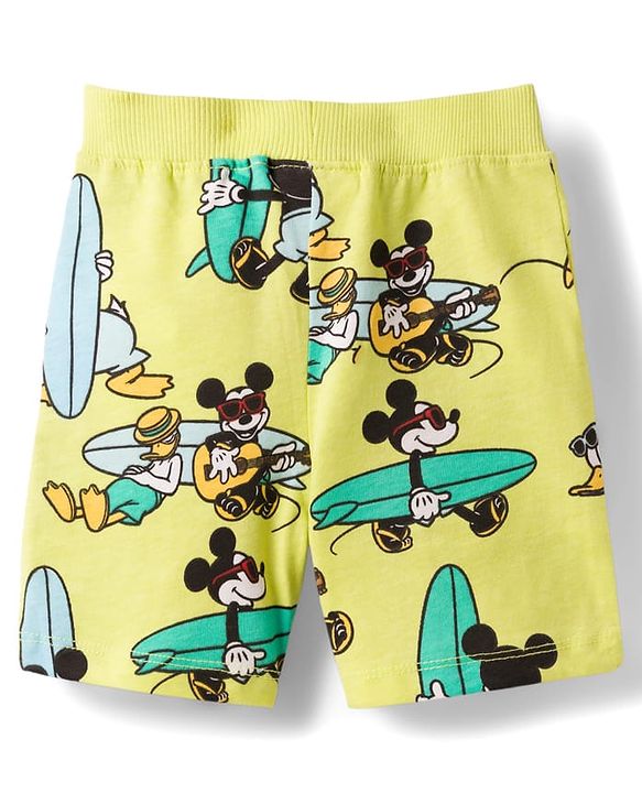Babyhug Disney Single Jersey Knit Half Sleeves Shirt & Shorts Co-ord Set With Mickey Mouse Graphics - Multicolor