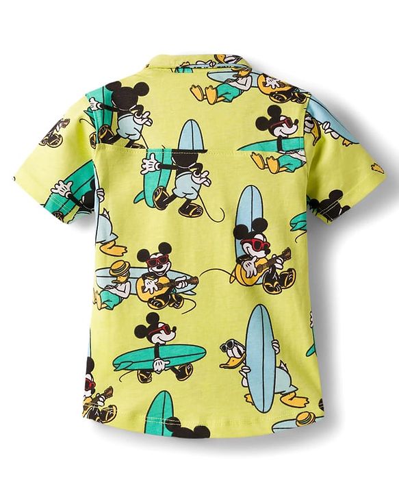Babyhug Disney Single Jersey Knit Half Sleeves Shirt & Shorts Co-ord Set With Mickey Mouse Graphics - Multicolor
