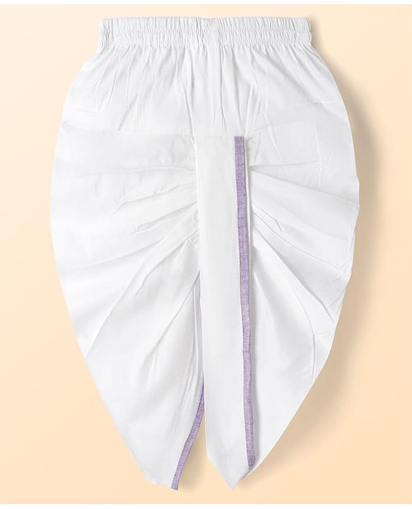Babyhug Woven Full Sleeves Kurta Dhoti Set with Schiffli Detailing - Lavender