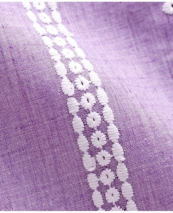 Babyhug Woven Full Sleeves Kurta Dhoti Set with Schiffli Detailing - Lavender