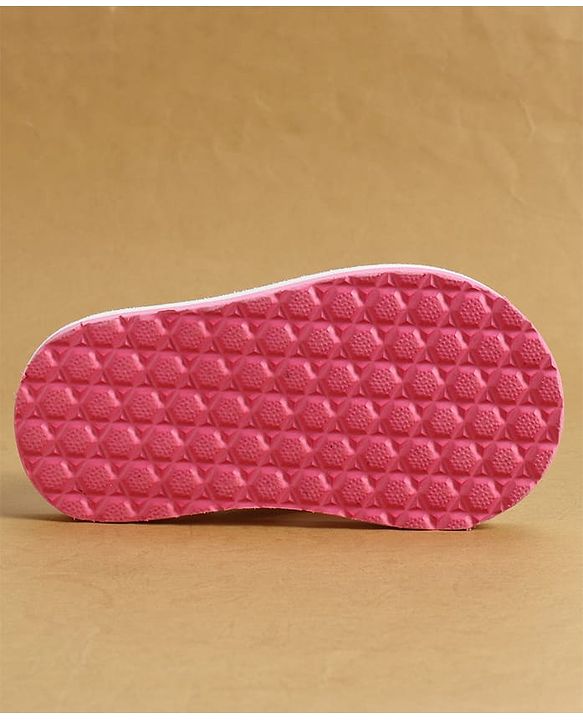Cute Walk by Babyhug Back Strap Flip Flop With Hearts Print - Pink & White