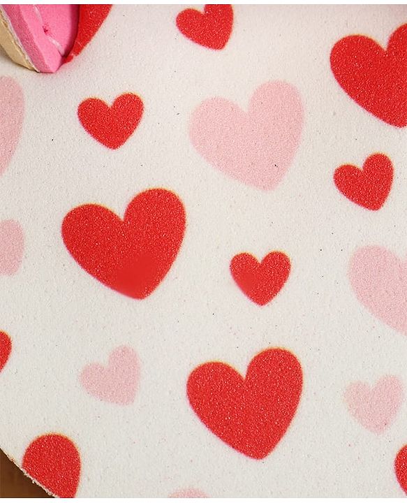 Cute Walk by Babyhug Back Strap Flip Flop With Hearts Print - Pink & White