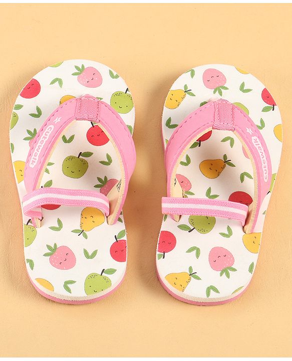 Cute Walk by Babyhug Back Strap Tropical Theme Printed Flip Flops - Pink