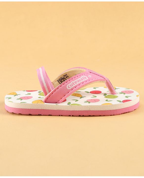 Cute Walk by Babyhug Back Strap Tropical Theme Printed Flip Flops - Pink