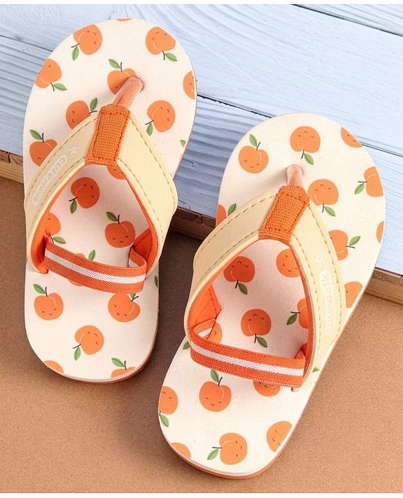 Cute Walk by Babyhug Back Strap Apple Printed Flip Flops - Orange
