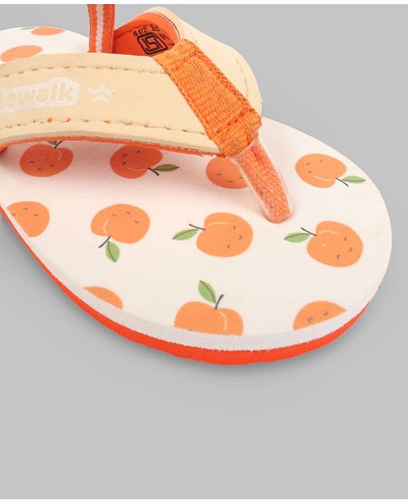 Cute Walk by Babyhug Back Strap Apple Printed Flip Flops - Orange