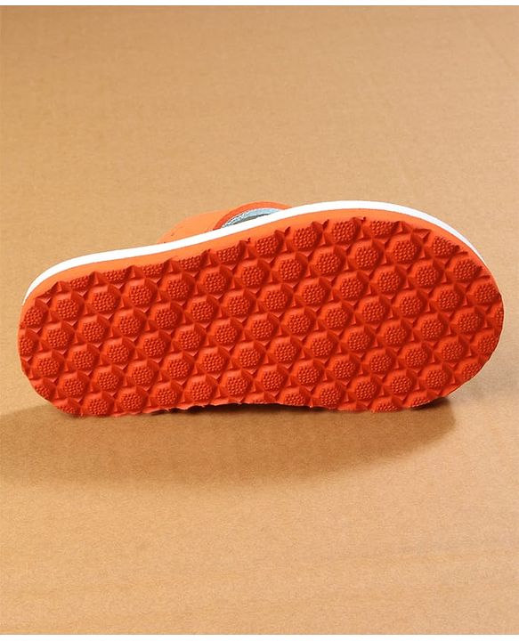 Cute Walk by Babyhug Flip Flops with Lion Print - Orange & Mustard