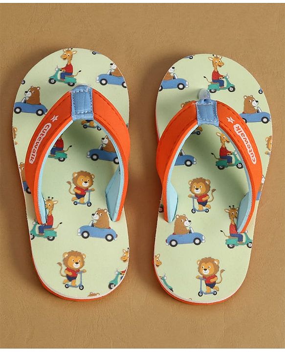 Cute Walk by Babyhug Back Strap Animal & Vehicles Printed Flip Flops - Orange