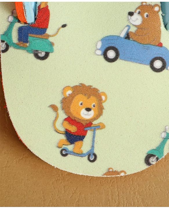 Cute Walk by Babyhug Back Strap Animal & Vehicles Printed Flip Flops - Orange