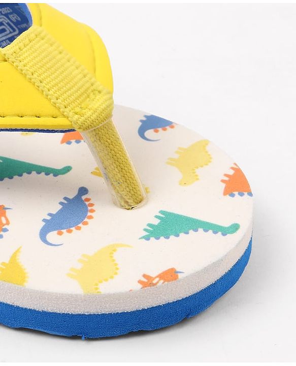 Cute Walk by Babyhug Dino Printed Slip On Flip Flops -Yellow
