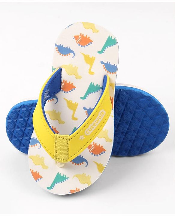 Cute Walk by Babyhug Dino Printed Slip On Flip Flops -Yellow