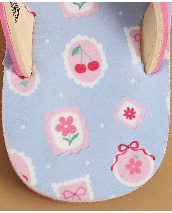 Cute Walk by Babyhug Slip On  Flip Flops with Berry & Floral Print - Pink & Blue
