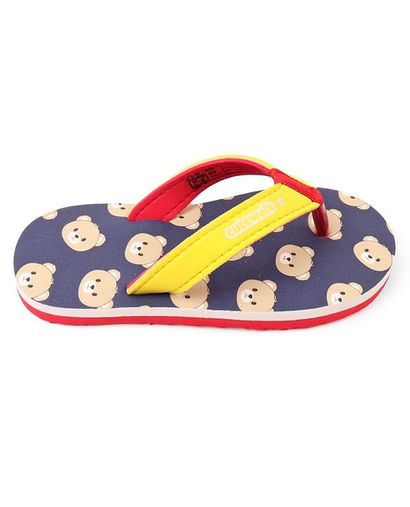 Cute Walk by Babyhug Bear Printed Slip On Flip Flops -Navy