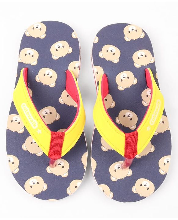 Cute Walk by Babyhug Bear Printed Slip On Flip Flops -Navy