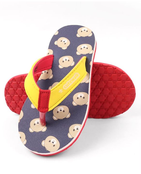 Cute Walk by Babyhug Bear Printed Slip On Flip Flops -Navy